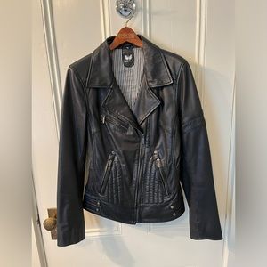 Carlo-Sacchi Genuine 100% Leather Moto Jacket Black 36 Europe